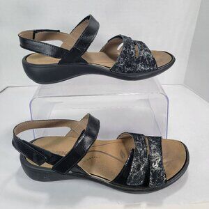 Romika Womens Ibiza 86 Sandals‎ Black Leather Comfort Adjustable Normcore Casual